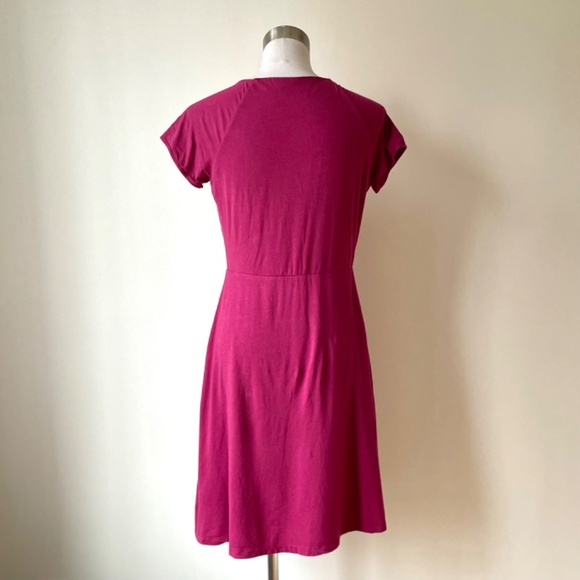 Garnet Hill raspberry berry knit jersey v neck dress S - Picture 2 of 4